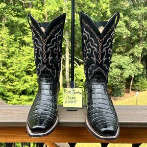 RUJO 'The Trace' In midnight color Caiman Belly Cowboy Boots in size 11D